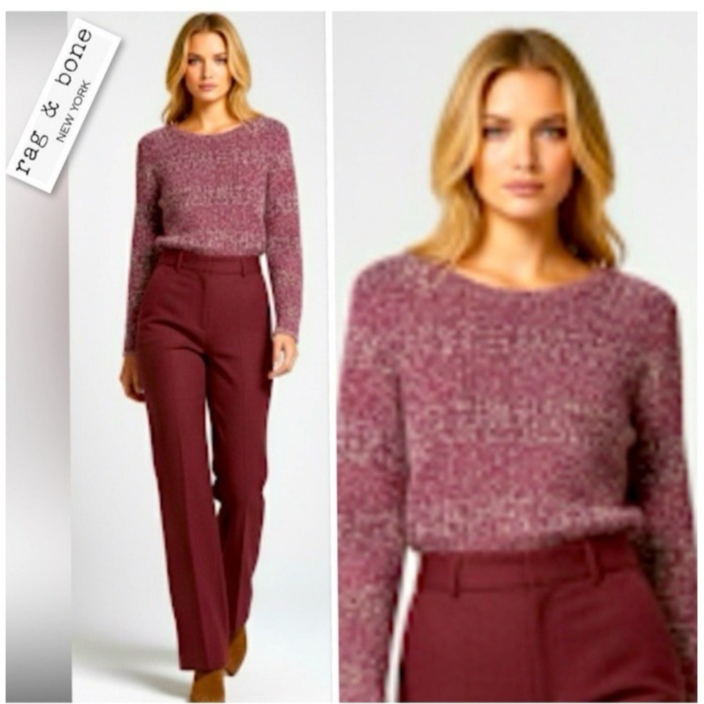 Rag & Bone Cotton Blend Boucle Sweater Quiet Luxury Academia Minimalist Layering
